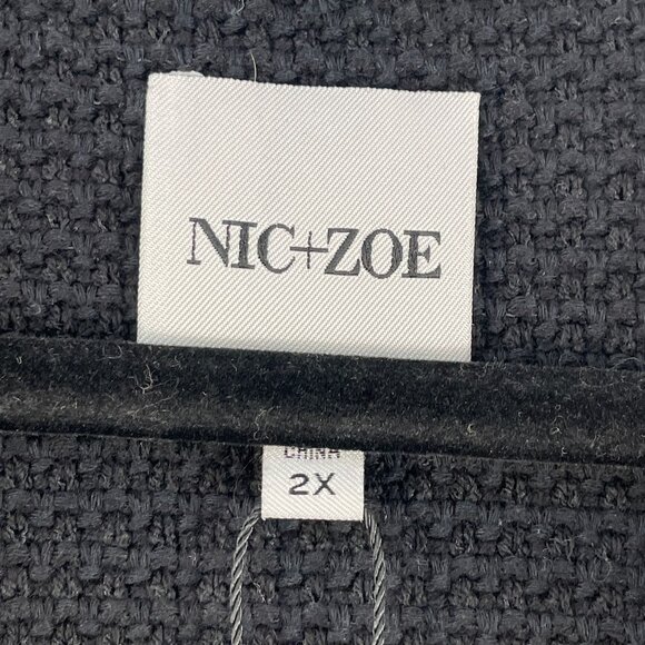 NEW Nic+Zoe Womens Plus 2X Black Onyx Fringe Open Front Cardigan Jacket - Picture 7 of 14